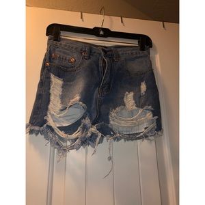 Distressed High Waisted Shorts